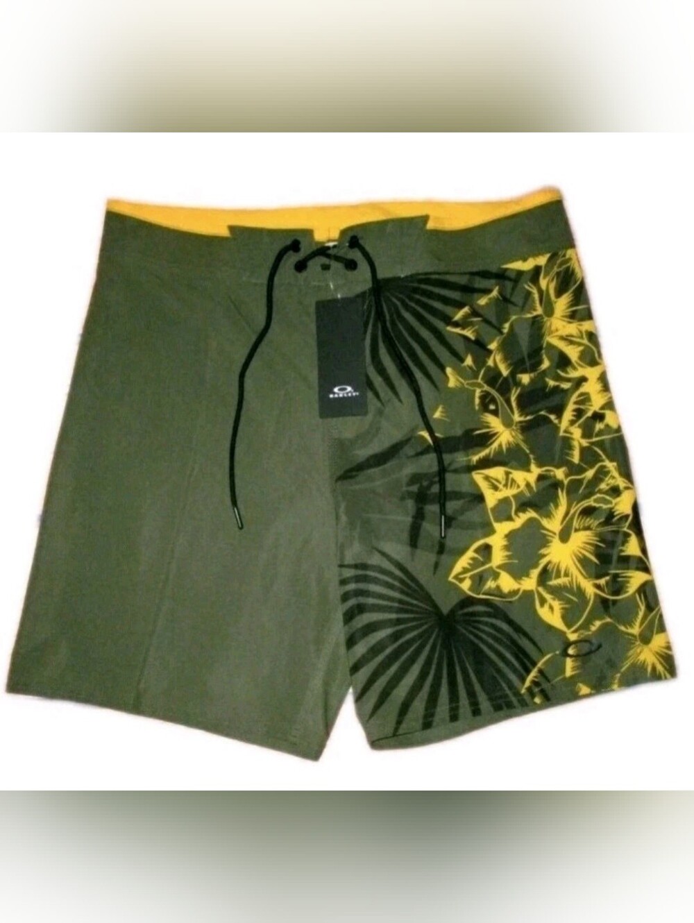 Oakley Board Shorts Mens Size 32 Dark Brush Yellow Biscut Flower NEW